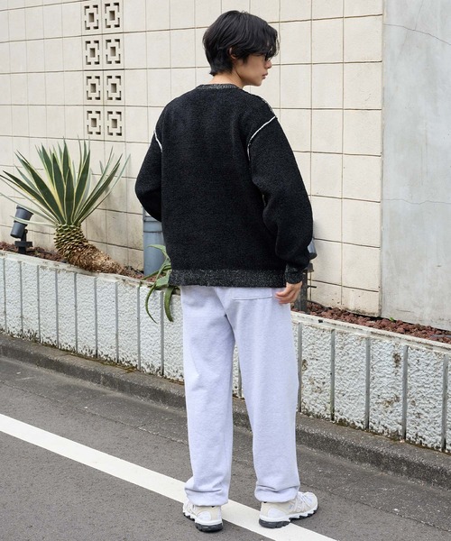 マシンウォッシャブル/アンチピリング＞アウトリンキング配色クルー