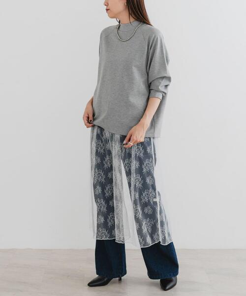 F by ROSSO（エフバイロッソ）の「F by ROSSO　モックネックポンチプルオーバー（Tシャツ/カットソー・レディース・グレー/ブラック・FREE）」の6枚目の写真