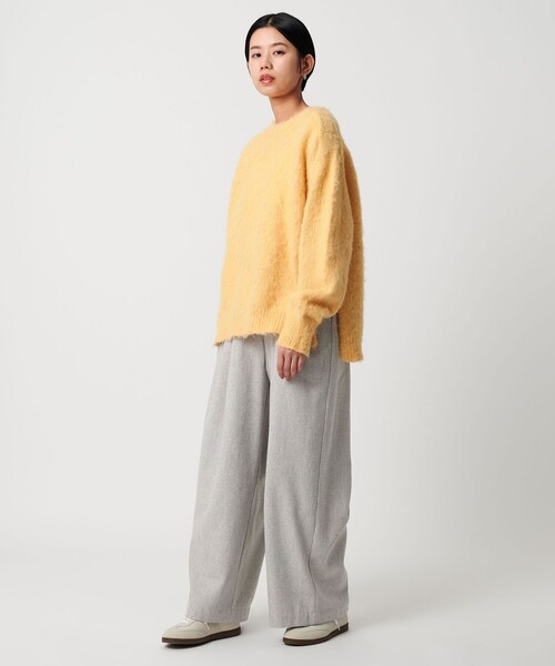 CITEN＞ウールミックス3タックイージーワイドパンツ ライトグレー