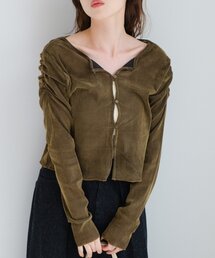 【新色追加/6色展開/2サイズ展開】ストライプベロアフロッキー2wayカーディガン