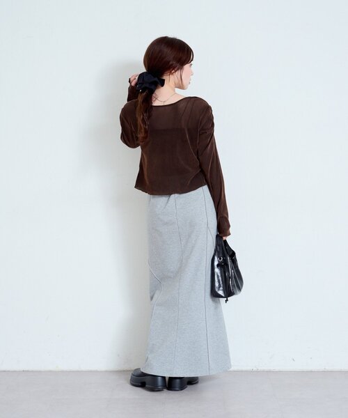 Kastane（カスタネ）の「【新色追加/6色展開/2サイズ展開】ストライプベロアフロッキー2wayカーディガン（カーディガン/ボレロ・レディース・アイボリー/カーキ/ブラック/ブラウン/ブラウン系その他/グレー・FREE/SMALL）」の9枚目の写真