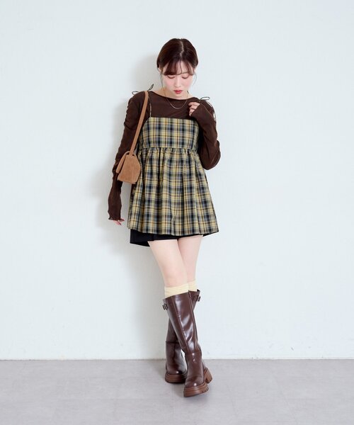 Kastane（カスタネ）の「【新色追加/6色展開/2サイズ展開】ストライプベロアフロッキー2wayカーディガン（カーディガン/ボレロ・レディース・アイボリー/カーキ/ブラック/ブラウン/ブラウン系その他/グレー・FREE/SMALL）」の13枚目の写真