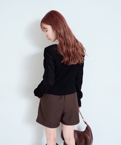 Kastane（カスタネ）の「【新色追加/6色展開/2サイズ展開】ストライプベロアフロッキー2wayカーディガン（カーディガン/ボレロ・レディース・アイボリー/カーキ/ブラック/ブラウン/ブラウン系その他/グレー・FREE/SMALL）」の16枚目の写真