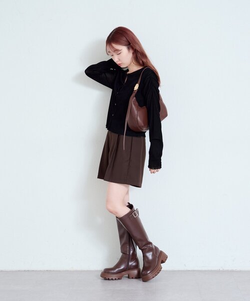 Kastane（カスタネ）の「【新色追加/6色展開/2サイズ展開】ストライプベロアフロッキー2wayカーディガン（カーディガン/ボレロ・レディース・アイボリー/カーキ/ブラック/ブラウン/ブラウン系その他/グレー・FREE/SMALL）」の18枚目の写真