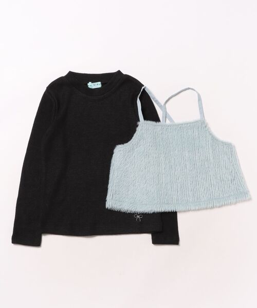 HAKKA KIDS(ハッカキッズ)の「シャギーキャミソールベスト付き長袖Tシャツ(Tシャツ/カットソー・キッズ・イエロー/サックスブルー・120cm/130cm)」の2枚目の写真