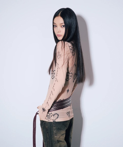 ANNA SUI NYC/アナ スイ エヌワイシー/ハート総柄シアートップス