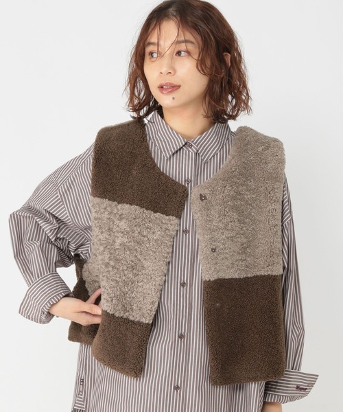 パッチワークボアベスト（ベスト）｜studio CLIP（スタディオクリップ