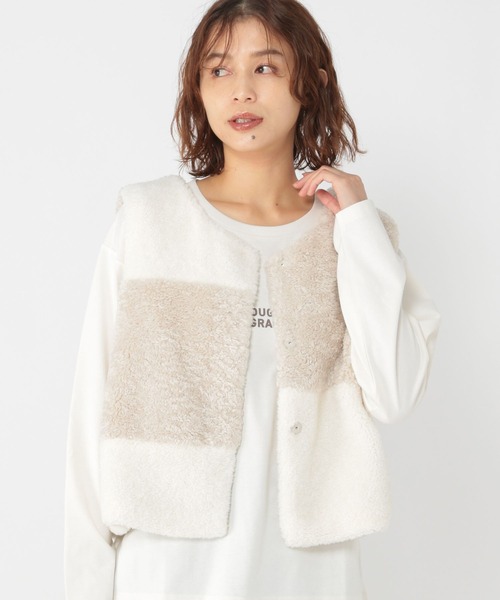 パッチワークボアベスト（ベスト）｜studio CLIP（スタディオクリップ