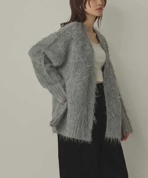 hunch(ハンチ)の「起毛シャギー ニットカーディガン(カーディガン/ボレロ・レディース・ベージュ系その他/ダークブラウン/杢グレー・FREE)」の8枚目の写真