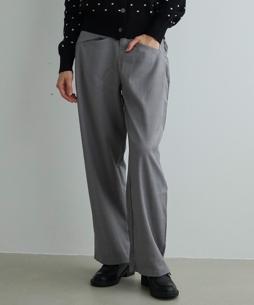 Mirette(ミレット)の「タックワイドスラックスパンツ / Tuck Wide Slacks(スラックス・レディース・グレー/ブラック・SMALL/LARGE/MEDIUM)」の2枚目の写真