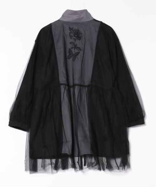 ScoLar（スカラー）の「ScoLar(スカラー) 花蝶刺繍チュール重ねロングブルゾン（ブルゾン・レディース・ブラック/カーキ・MEDIUM）」の15枚目の写真