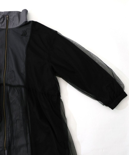 セール】ScoLar(スカラー) 花蝶刺繍チュール重ねロングブルゾン