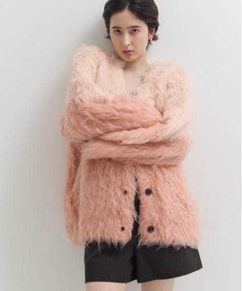 CLANE/クラネ】BI COLOR SHAGGY KNIT CARDIGAN/バイカラーシャギー