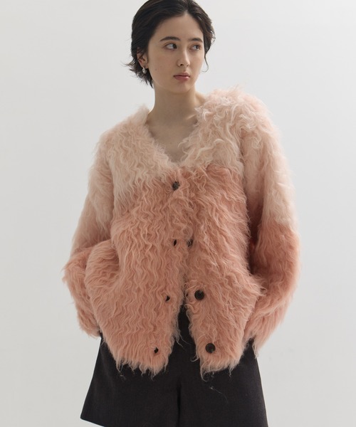 CLANE/クラネ】BI COLOR SHAGGY KNIT CARDIGAN/バイカラー