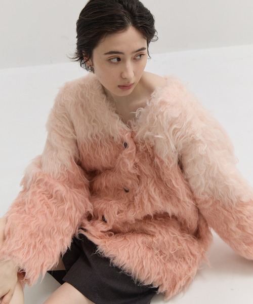 セール】【CLANE/クラネ】BI COLOR SHAGGY KNIT CARDIGAN/バイカラー