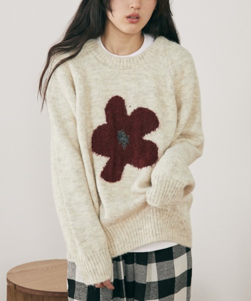 フラワーモチーフニット（ニット/セーター）｜MERLOT（メルロー）の