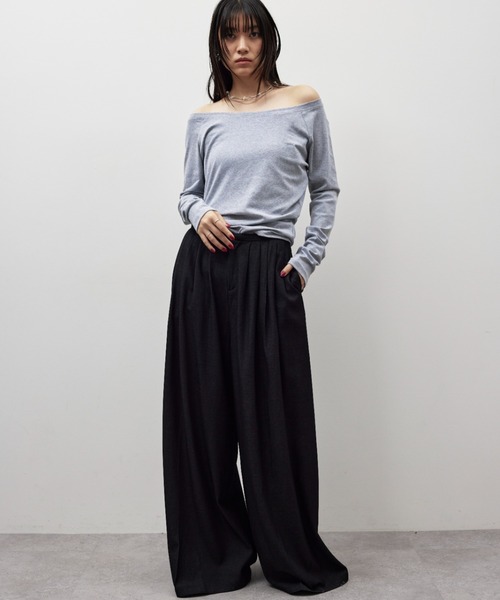 HANNE(アン)の「ローウエストタックワイドパンツ(スラックス・レディース・ブラック/ネイビー・MEDIUM/SMALL)」の21枚目の写真