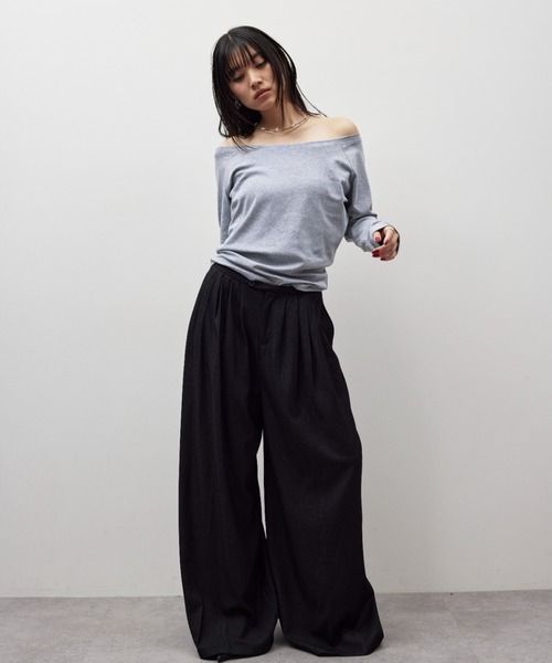 HANNE(アン)の「ローウエストタックワイドパンツ(スラックス・レディース・ブラック/ネイビー・MEDIUM/SMALL)」の20枚目の写真