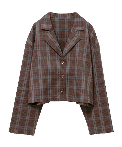 チェック柄ショートジャケット（テーラードジャケット