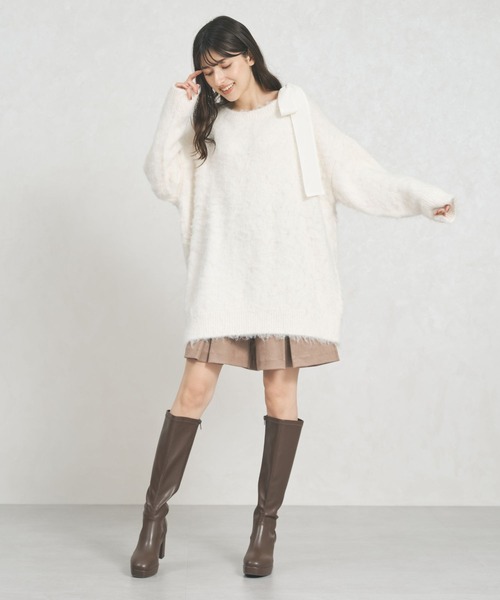 31 Sons de mode(トランテアン ソン ドゥ モード)の「2025秋冬新作 肩リボン ふわもこ ニット(ニット/セーター・レディース・グレー/ピンク/アイボリー・フリ-)」の9枚目の写真