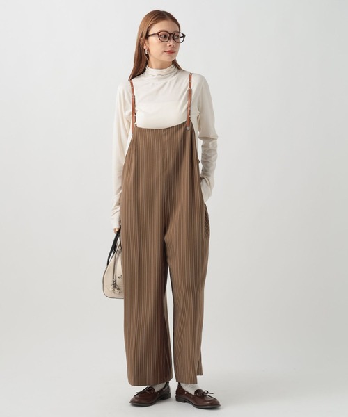 ストライプサロペット　ウエスト調整可能 セール】[丈の長さ調節可能]ストライプサロペット（サロペット