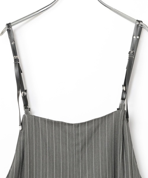 セール】[丈の長さ調節可能]ストライプサロペット（サロペット