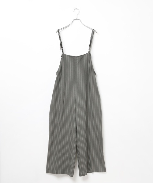 ストライプサロペット　ウエスト調整可能 セール】[丈の長さ調節可能]ストライプサロペット（サロペット