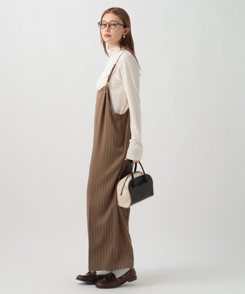 BAYFLOW（ベイフロー）の「[丈の長さ調節可能]ストライプサロペット（サロペット/オーバーオール・レディース・チャコール/ブラウン・FREE）」の19枚目の写真