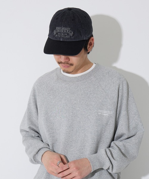 schott（ショット）の「【SCHOTT】ショット DENIM CAP デニムキャップ　ヴィンテージブリーチ加工　刺繍ロゴ SC150（キャップ・メンズ・ブラック/ブルー・FREE）」の7枚目の写真