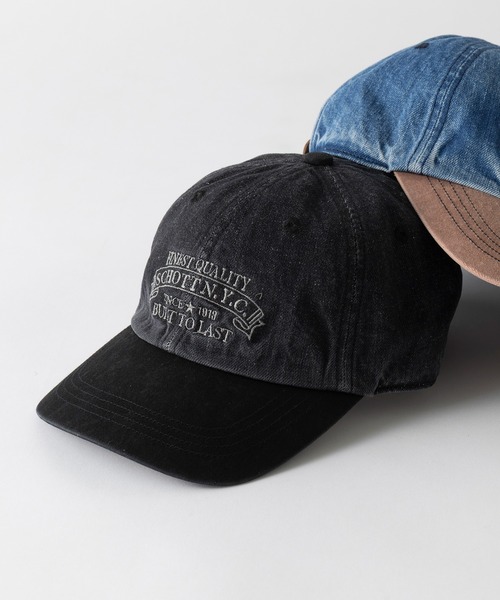 schott（ショット）の「【SCHOTT】ショット DENIM CAP デニムキャップ　ヴィンテージブリーチ加工　刺繍ロゴ SC150（キャップ・メンズ・ブラック/ブルー・FREE）」の17枚目の写真