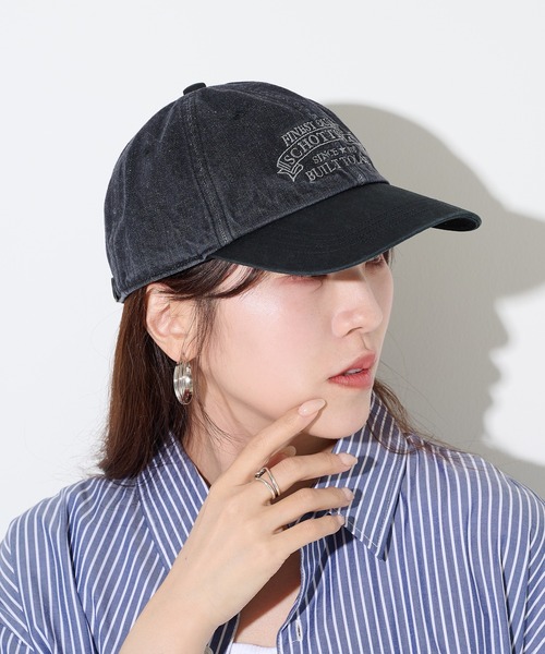 schott（ショット）の「【SCHOTT】ショット DENIM CAP デニムキャップ　ヴィンテージブリーチ加工　刺繍ロゴ SC150（キャップ・メンズ・ブラック/ブルー・FREE）」の11枚目の写真