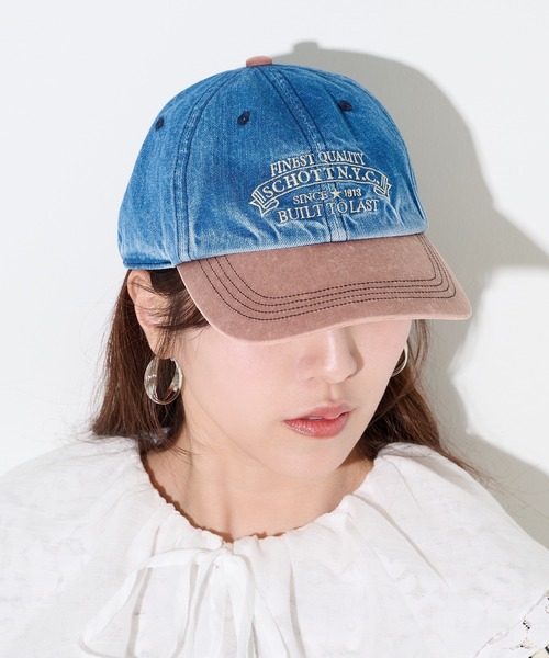 schott（ショット）の「【SCHOTT】ショット DENIM CAP デニムキャップ　ヴィンテージブリーチ加工　刺繍ロゴ SC150（キャップ・メンズ・ブラック/ブルー・FREE）」の18枚目の写真