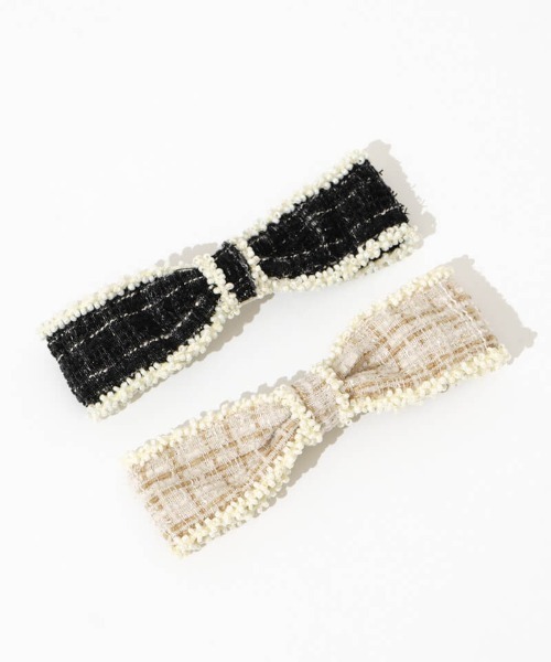 flower（フラワー）の「フラッフィーツイードリボンピン（ヘアピン・レディース・ピンク/ブラック・FREE）」の9枚目の写真