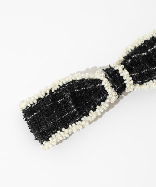 flower（フラワー）の「フラッフィーツイードリボンピン（ヘアピン・レディース・ピンク/ブラック・FREE）」の3枚目の写真