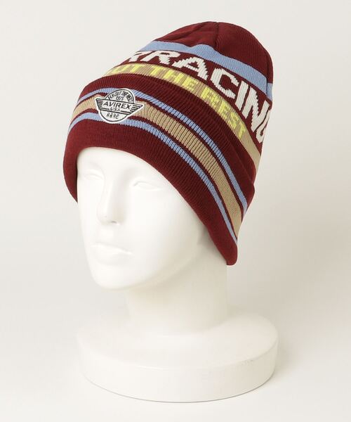 AVIREX（アヴィレックス）の「AVIREX /アヴィレックス / AX EX SURPLUS AVIREX AIR RACING CLUB / 81263400（ニットキャップ/ビーニー・メンズ・オフホワイト/ブラック/エンジ・FREE）」の8枚目の写真