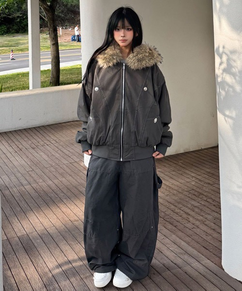 Ressaca（レサーカ）の「オーバーサイズファーフード付き裏ボアブルゾン（ブルゾン・レディース・グレー/ブラック・M/L）」の6枚目の写真