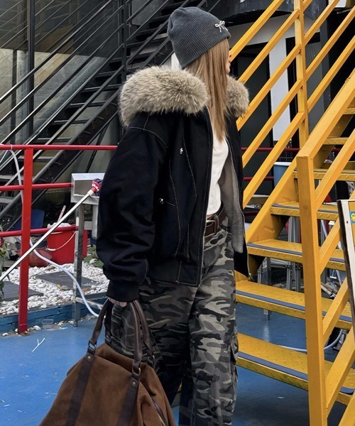 Ressaca（レサーカ）の「オーバーサイズファーフード付き裏ボアブルゾン（ブルゾン・レディース・グレー/ブラック・M/L）」の21枚目の写真