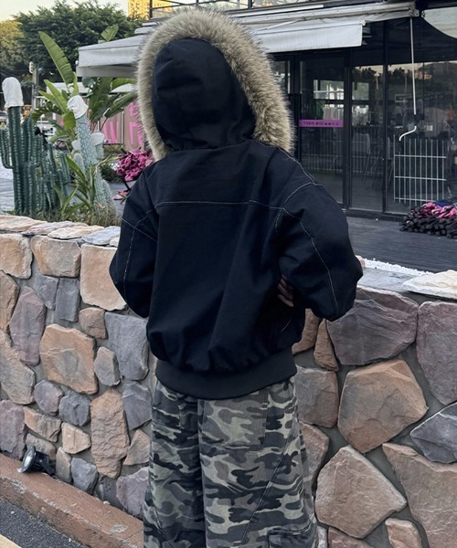 Ressaca（レサーカ）の「オーバーサイズファーフード付き裏ボアブルゾン（ブルゾン・レディース・グレー/ブラック・M/L）」の22枚目の写真