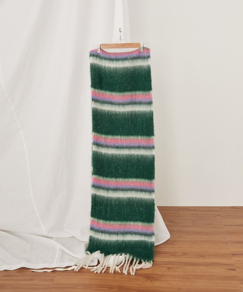 MERLOT（メルロー）の「ボリュームボーダーマフラー（マフラー・レディース・ピンク/グリーン/ブラウン・FREE）」の11枚目の写真