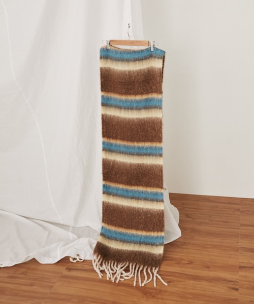 MERLOT（メルロー）の「ボリュームボーダーマフラー（マフラー・レディース・ピンク/グリーン/ブラウン・FREE）」の12枚目の写真