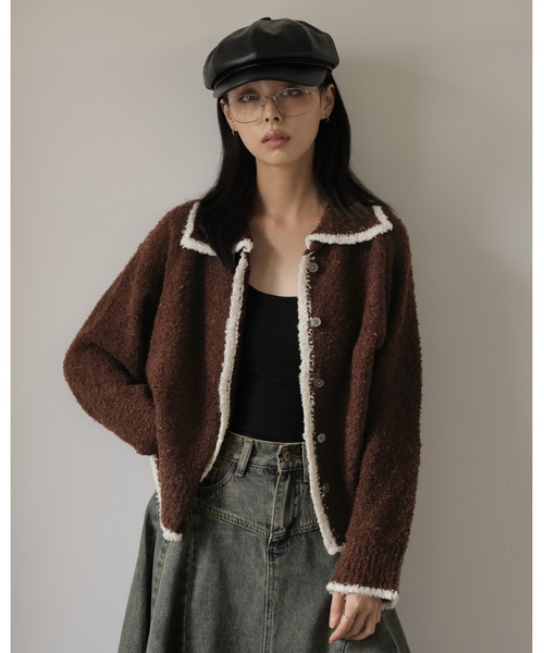 Ulysses（ユリシス）の「ポロカラー配色ニットカーディガン（カーディガン/ボレロ・レディース・グレー/ブラウン・M/S）」の21枚目の写真