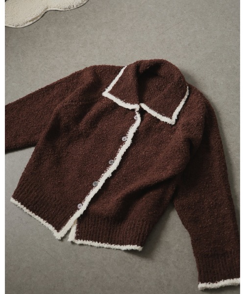 Ulysses（ユリシス）の「ポロカラー配色ニットカーディガン（カーディガン/ボレロ・レディース・グレー/ブラウン・M/S）」の5枚目の写真