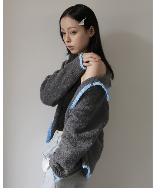 Ulysses（ユリシス）の「ポロカラー配色ニットカーディガン（カーディガン/ボレロ・レディース・グレー/ブラウン・M/S）」の18枚目の写真