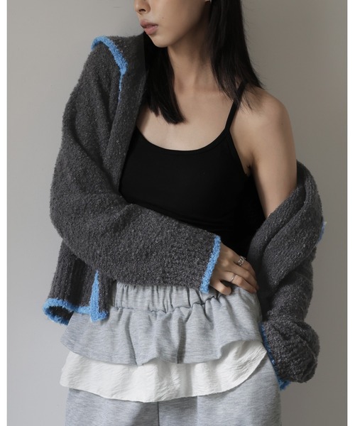 Ulysses（ユリシス）の「ポロカラー配色ニットカーディガン（カーディガン/ボレロ・レディース・グレー/ブラウン・M/S）」の19枚目の写真