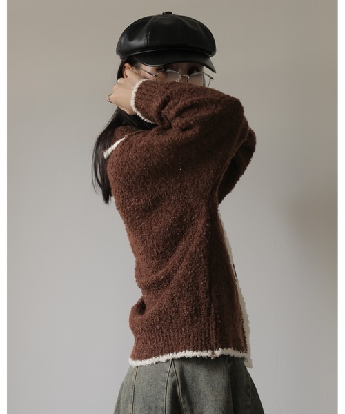 Ulysses（ユリシス）の「ポロカラー配色ニットカーディガン（カーディガン/ボレロ・レディース・グレー/ブラウン・M/S）」の15枚目の写真
