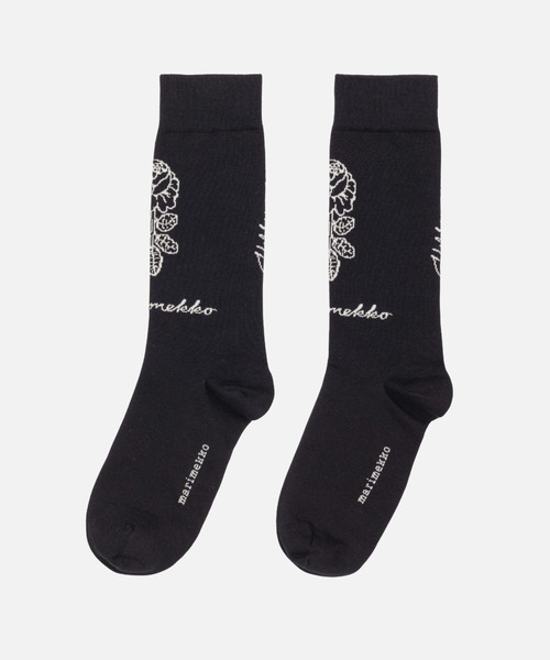 marimekko（マリメッコ）の「【kioski】Detsku Vihkiruusu Logo / Socks（ソックス/靴下・レディース・ホワイト/ブラック・40/37/34）」の2枚目の写真