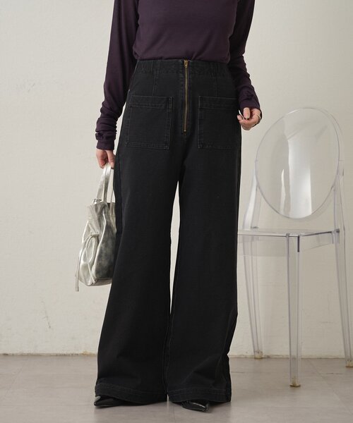 スウェットデニムフレアパンツ（デニムパンツ）｜Omekashi（オメカシ
