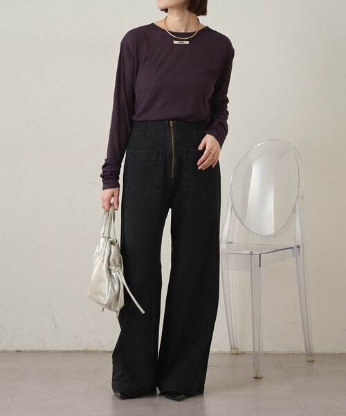 スウェットデニムフレアパンツ（デニムパンツ）｜Omekashi（オメカシ