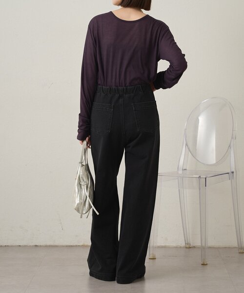 スウェットデニムフレアパンツ（デニムパンツ）｜Omekashi（オメカシ