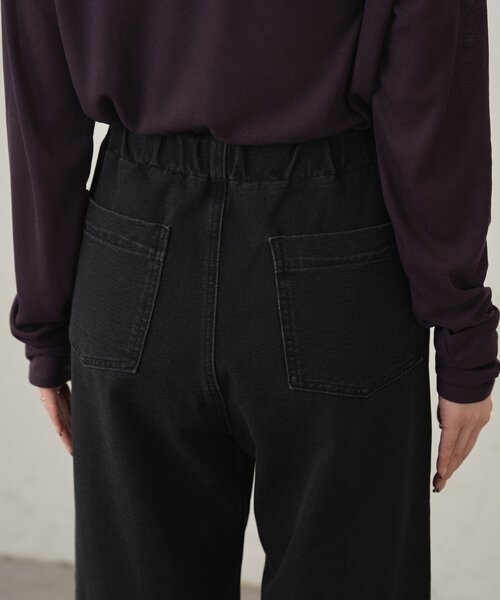 Omekashi（オメカシ）の「スウェットデニムフレアパンツ（デニムパンツ・レディース・ネイビー/チャコールグレー・38/36）」の4枚目の写真